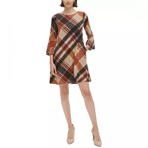 Jessica Howard Multicolor Plaid Long Sleeve Dress